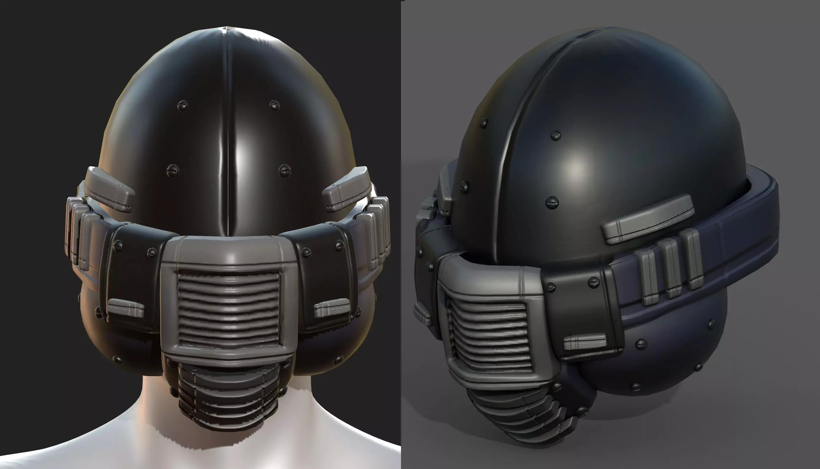 Helmet plastic mask protection Low-poly 3D model_0