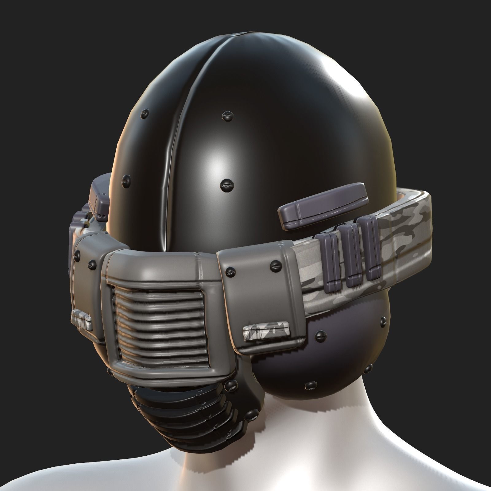 Helmet plastic mask protection pollution  Low-poly 3D model_1