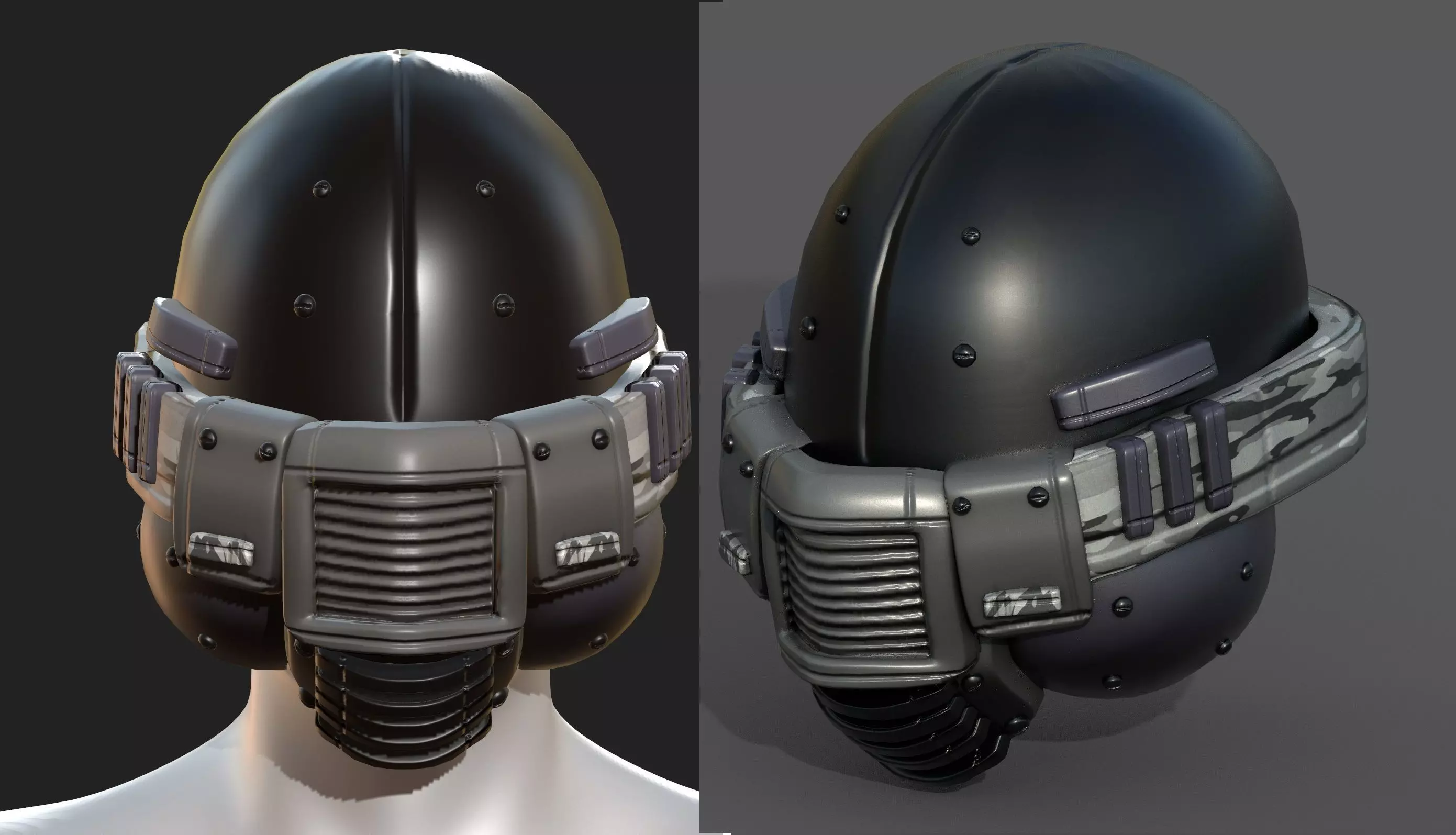 Helmet plastic mask protection pollution  Low-poly 3D model_0