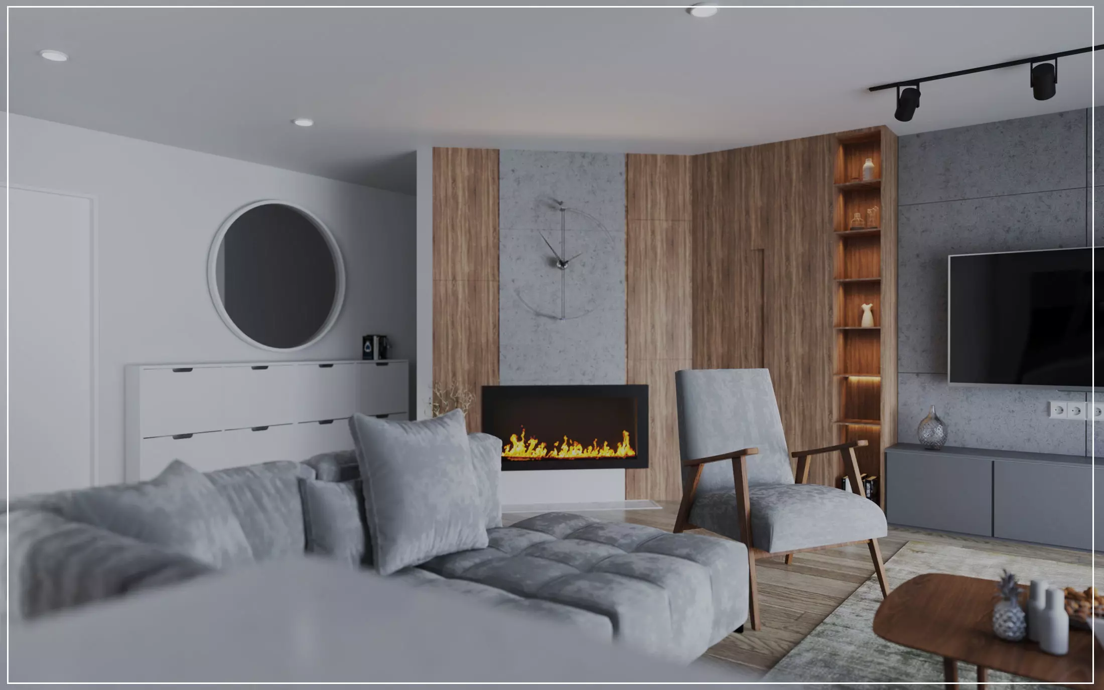 Reception floor plan of studio apartment 3D model