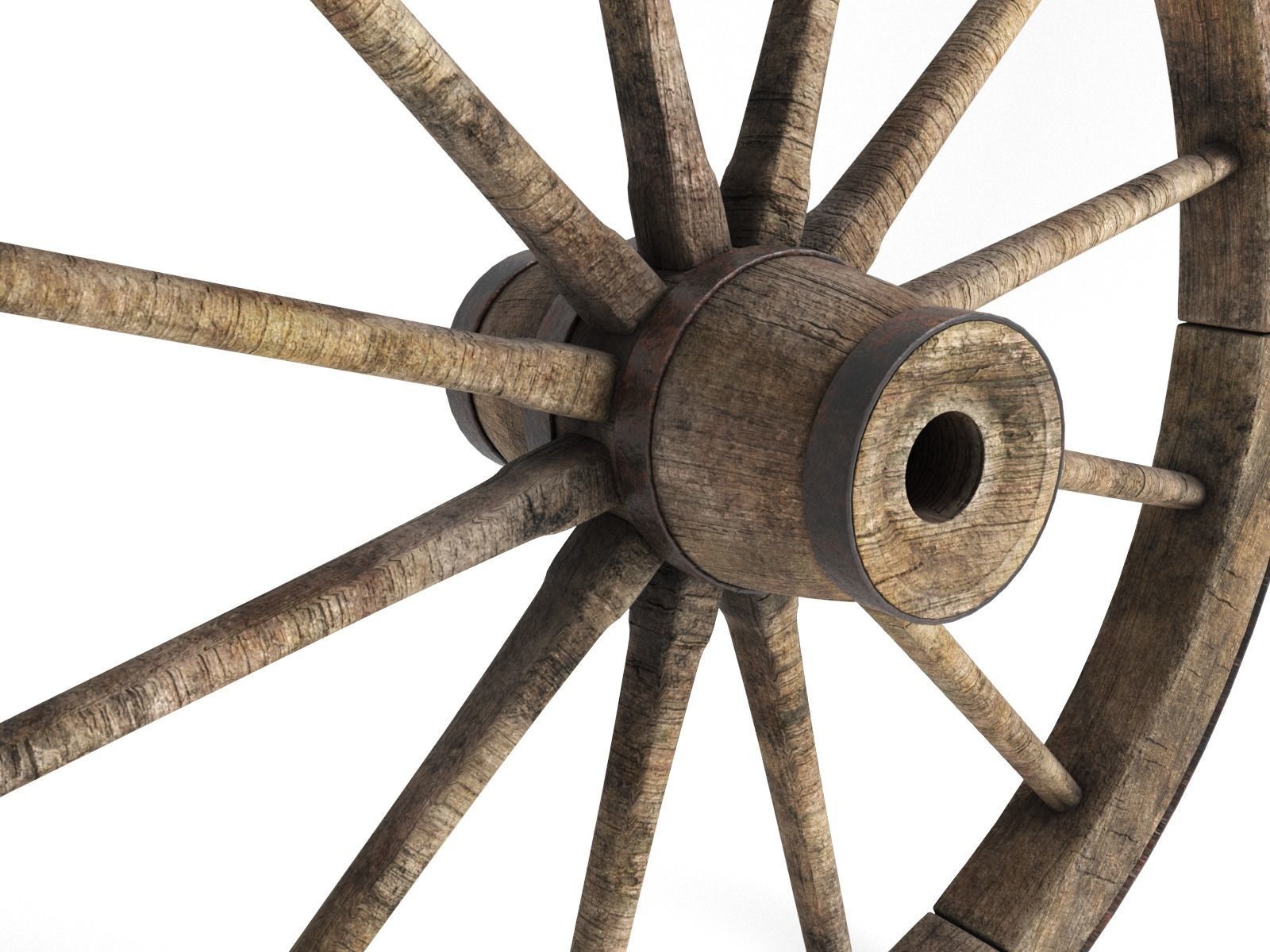 wooden wheel Rusty 3D model Low-poly 3D model_5
