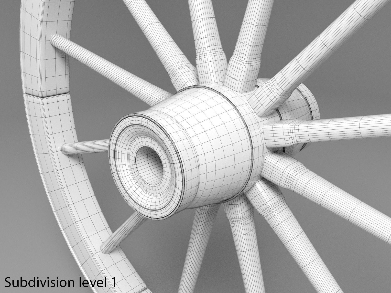 wooden wheel Rusty 3D model Low-poly 3D model_7