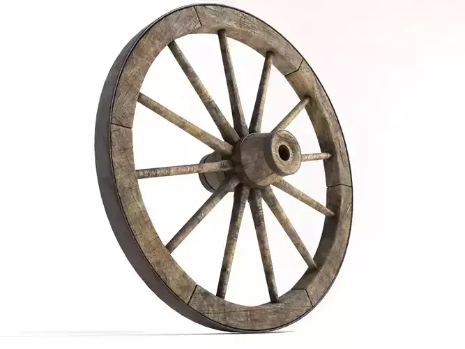 wooden wheel Rusty 3D model