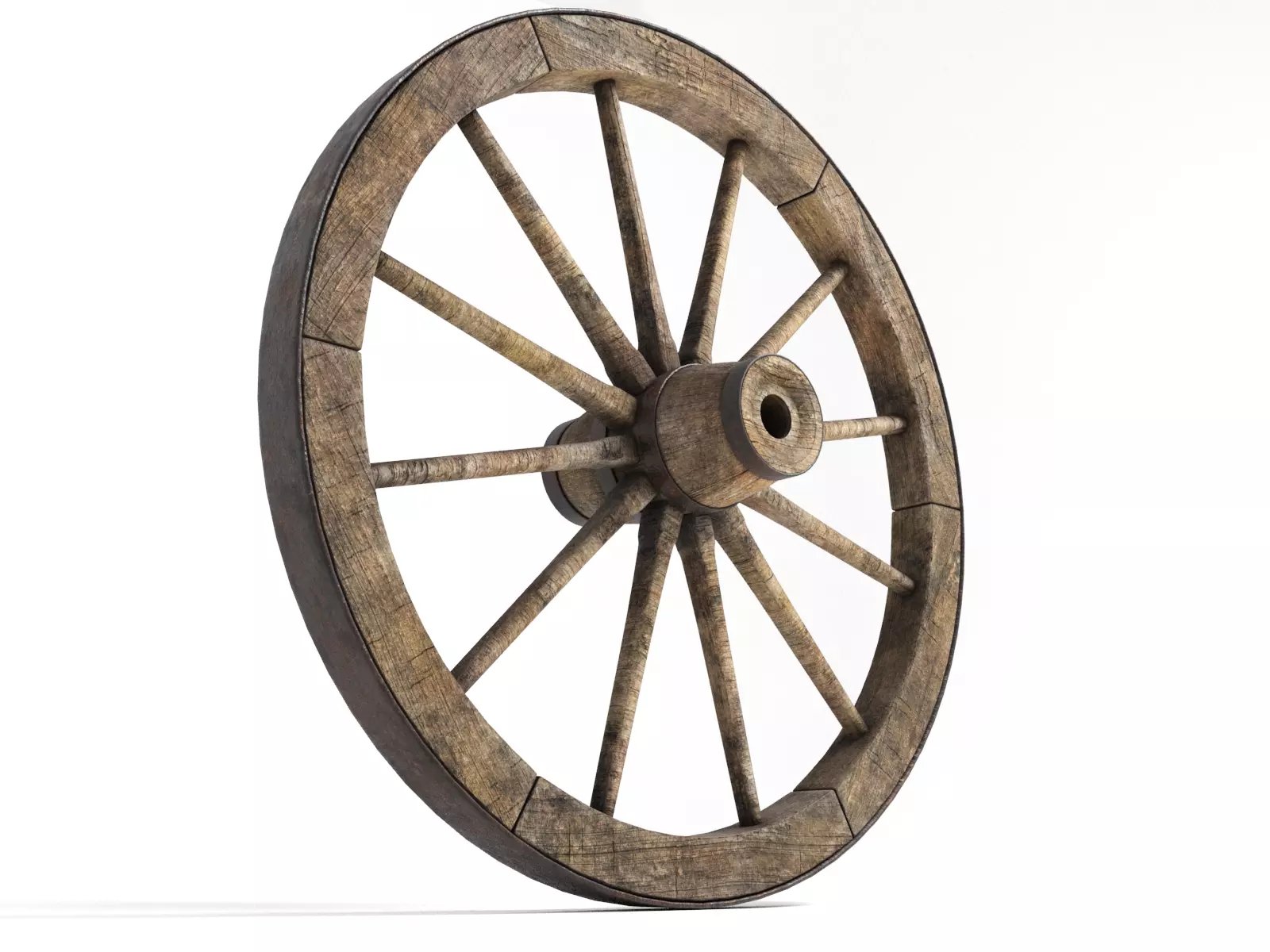 wooden wheel Rusty 3D model Low-poly 3D model_0