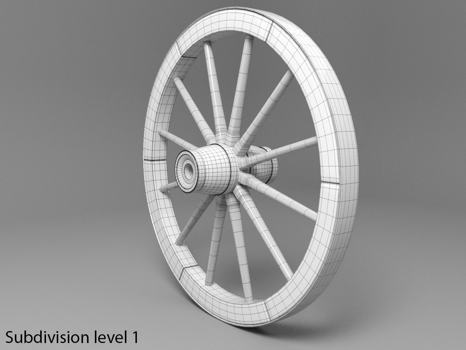 wooden wheel Rusty 3D model Low-poly 3D model_9