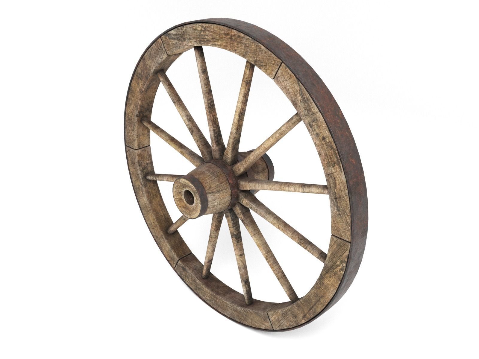 wooden wheel Rusty 3D model Low-poly 3D model_1