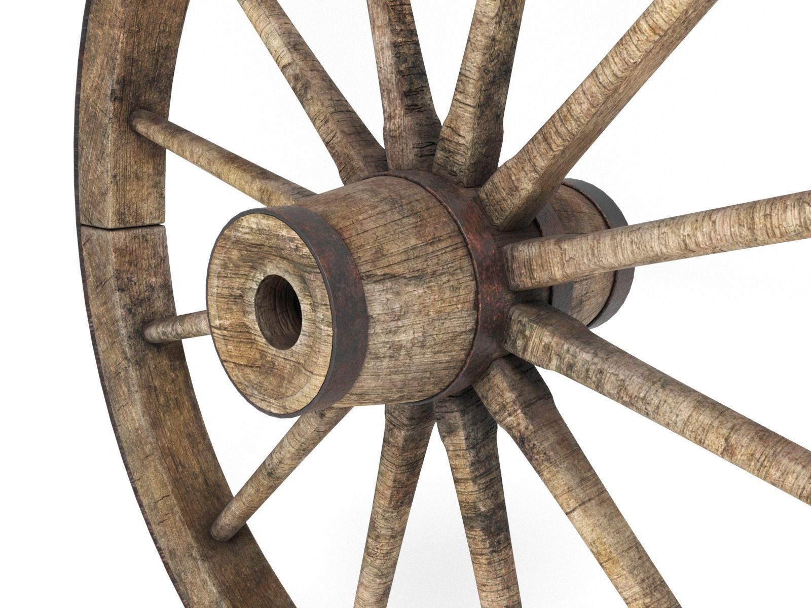 wooden wheel Rusty 3D model Low-poly 3D model_2