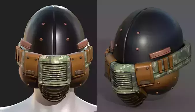 Helmet plastic mask protection pollution ball shaped Low-poly