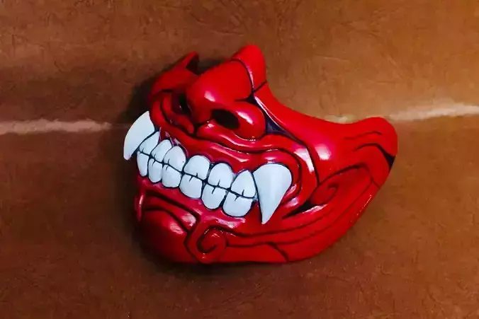 Face Mask - Half Samurai Mask - Halloween Costume Cosplay 3D print model