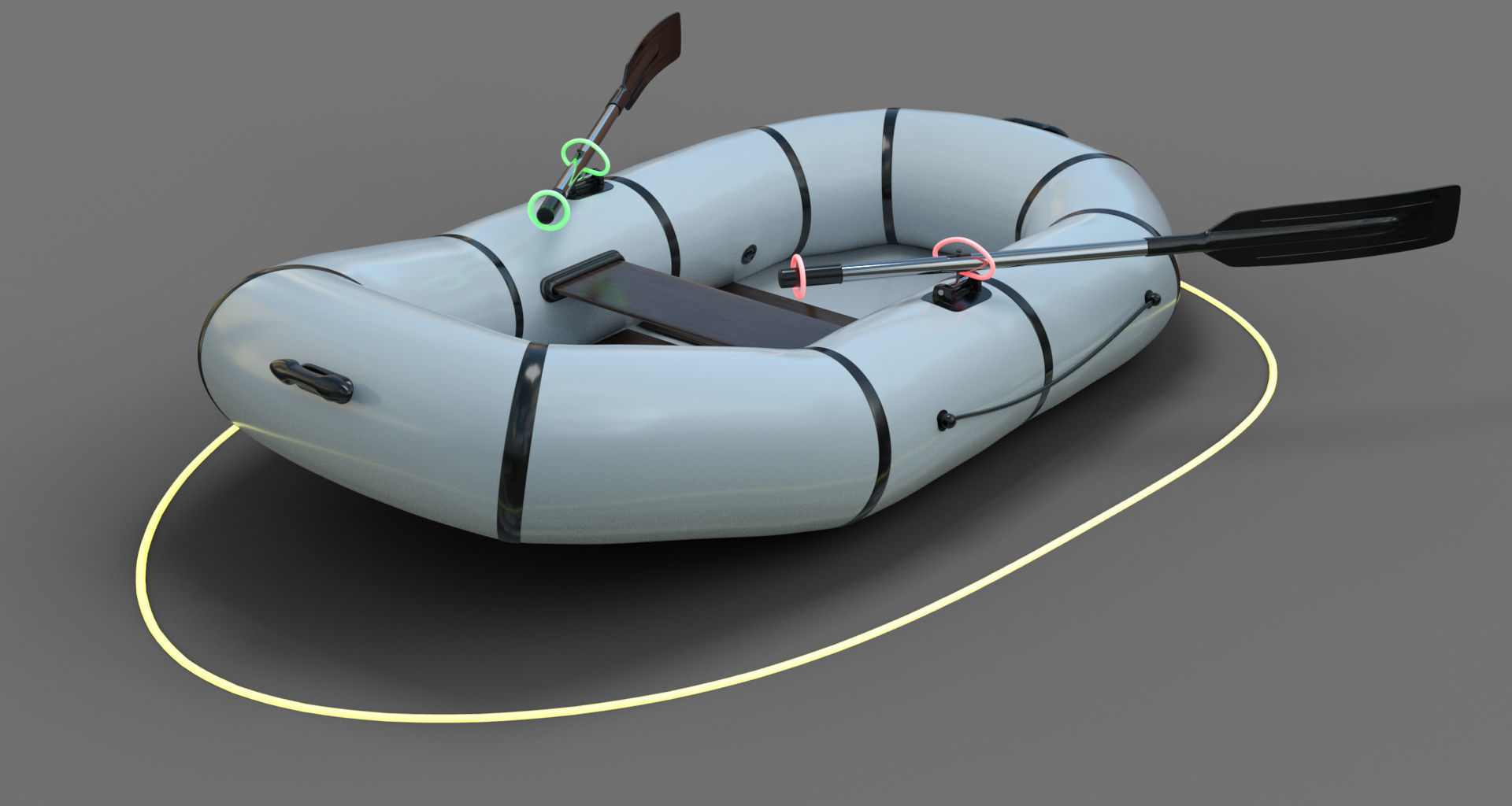 Inflatable Row Boat 3D model_3