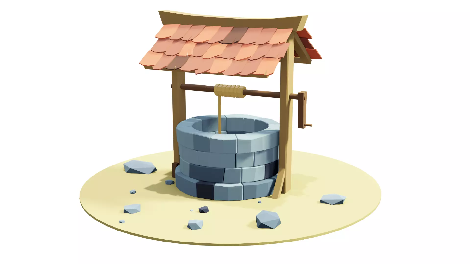 Well-Low Poly-Game Ready water well Free low-poly 3D model_0