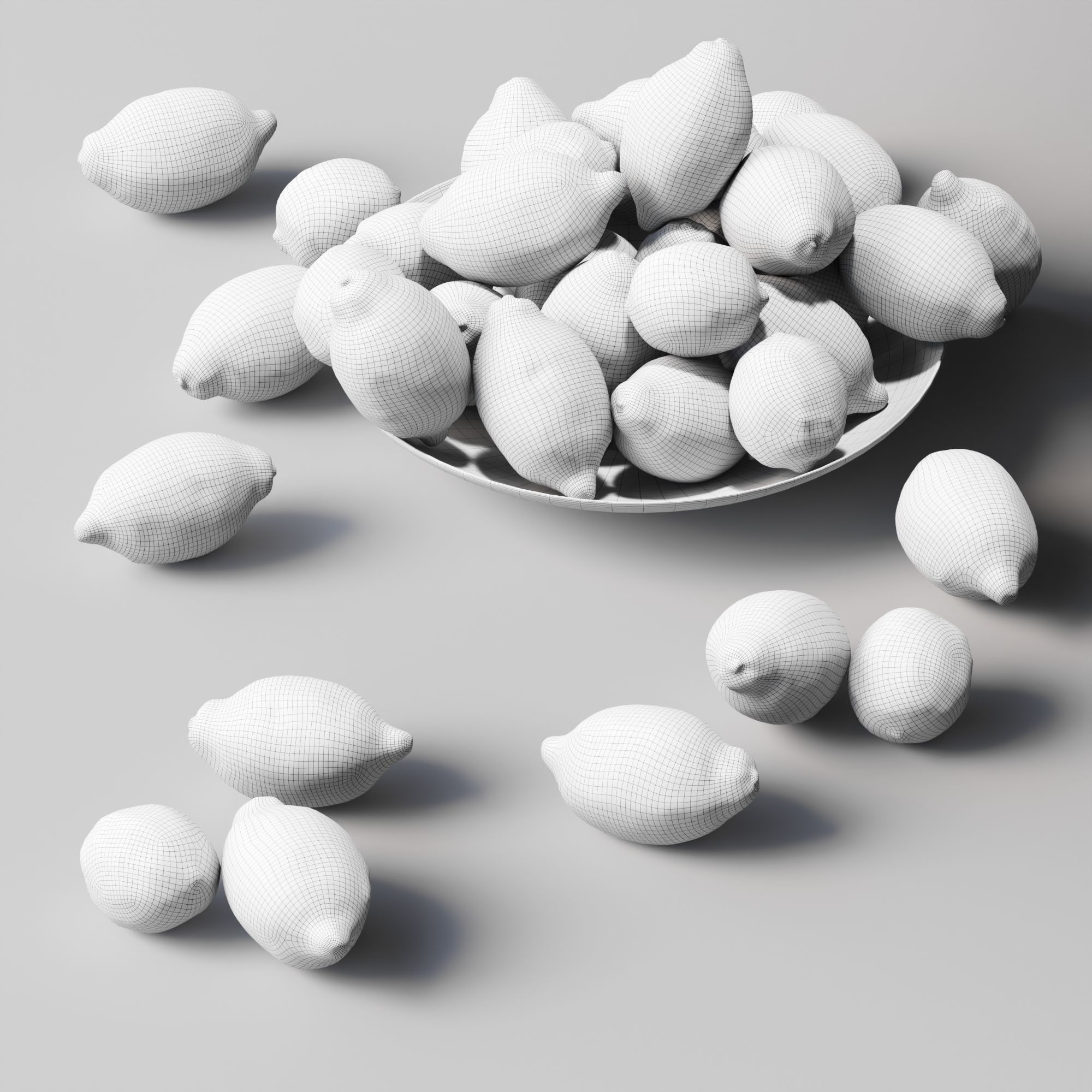 Lemons in a glass plate Low-poly 3D model_2
