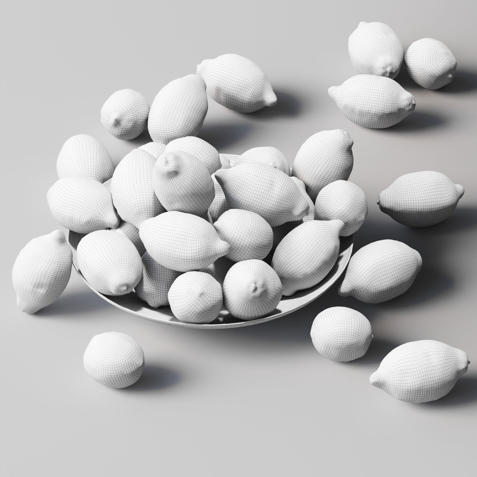 Lemons in a glass plate Low-poly 3D model_3
