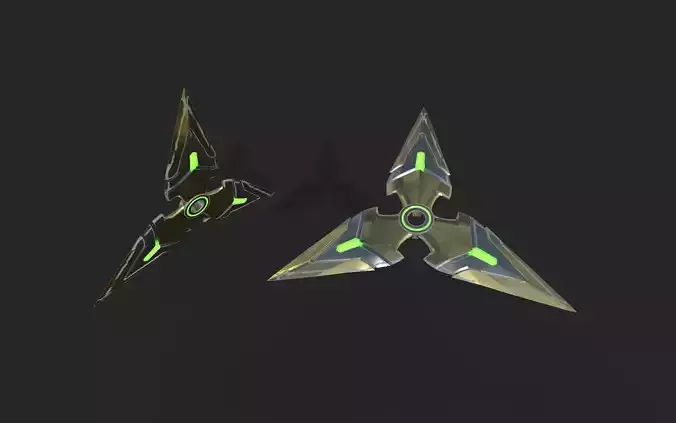 Shuriken two spaceships flying in air