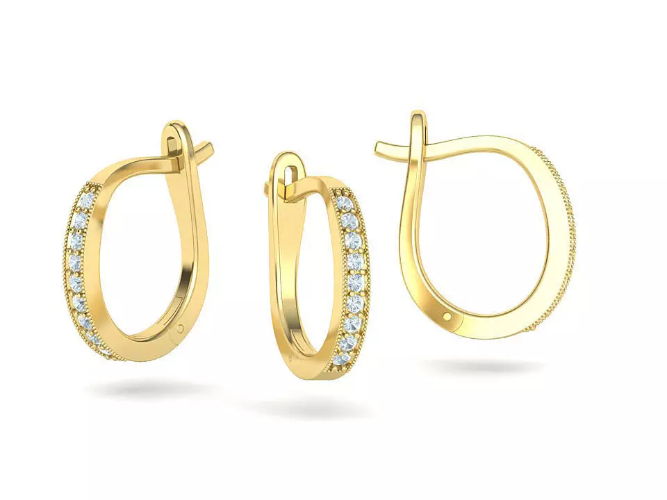 Huggie Earrings Milgrain Diamond Earrings 3dmodel 3D print model