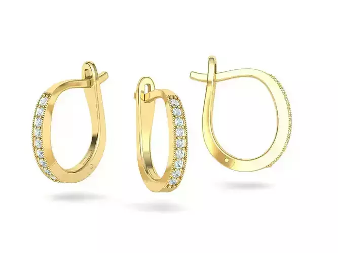  Huggie Earrings  Milgrain Diamond Earrings 3dmodel 3D print model