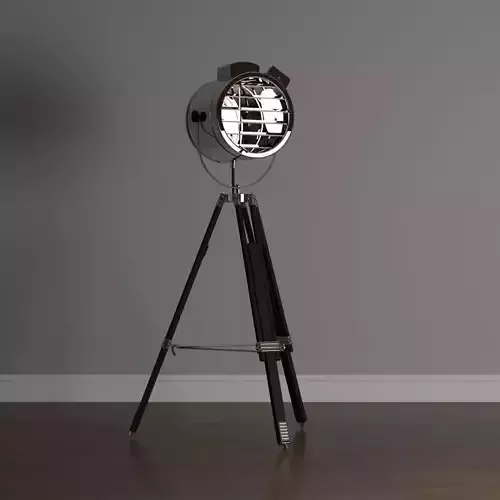 Floor lamp  tripod chrome and black 