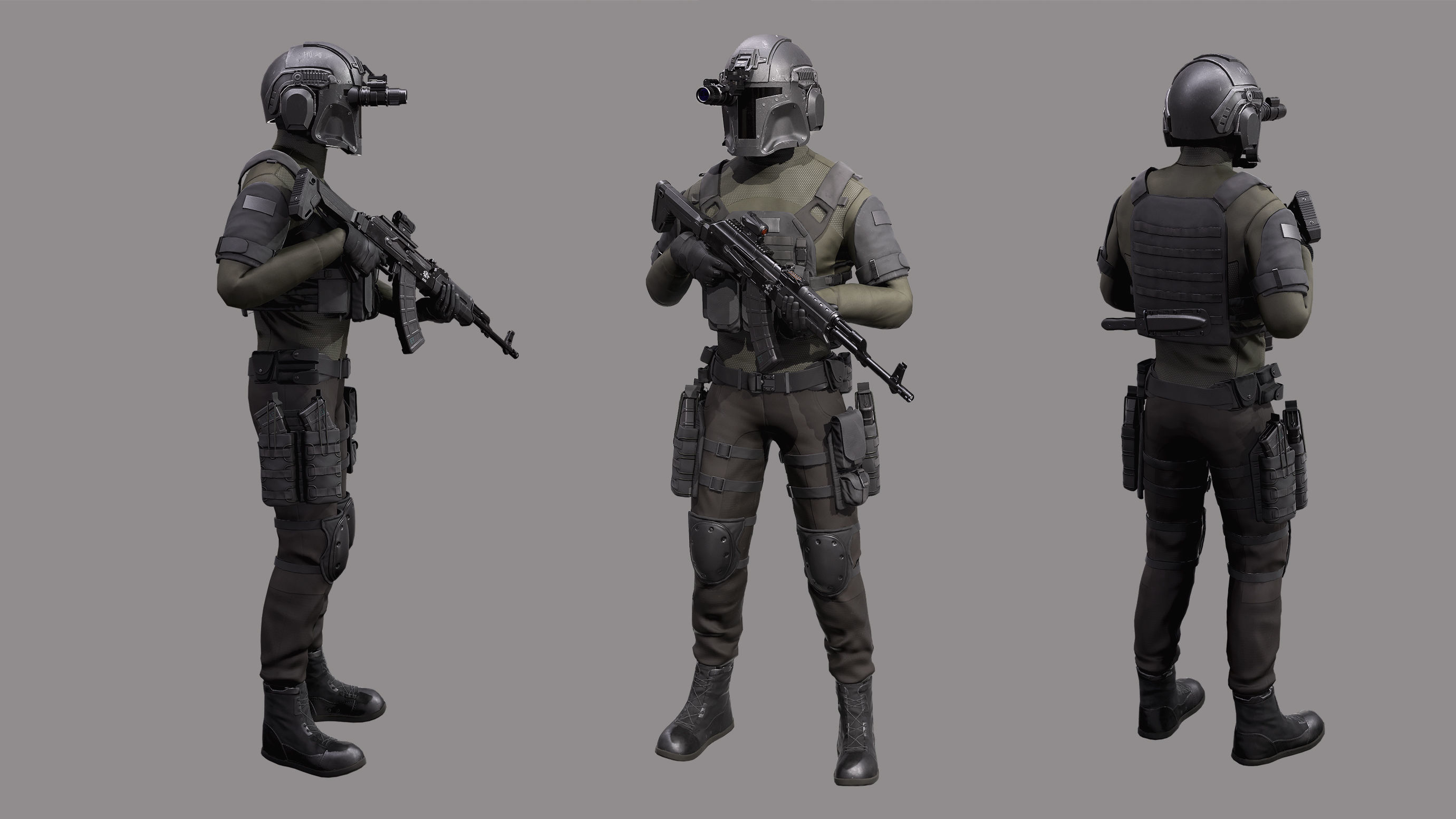 Soldier game ready character Low-poly 3D model_2