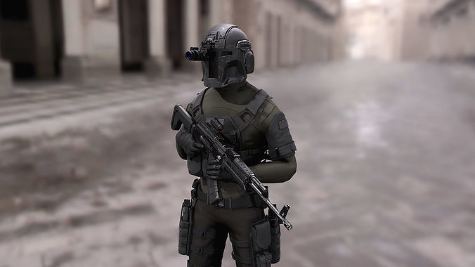 Soldier game ready character Low-poly 3D model