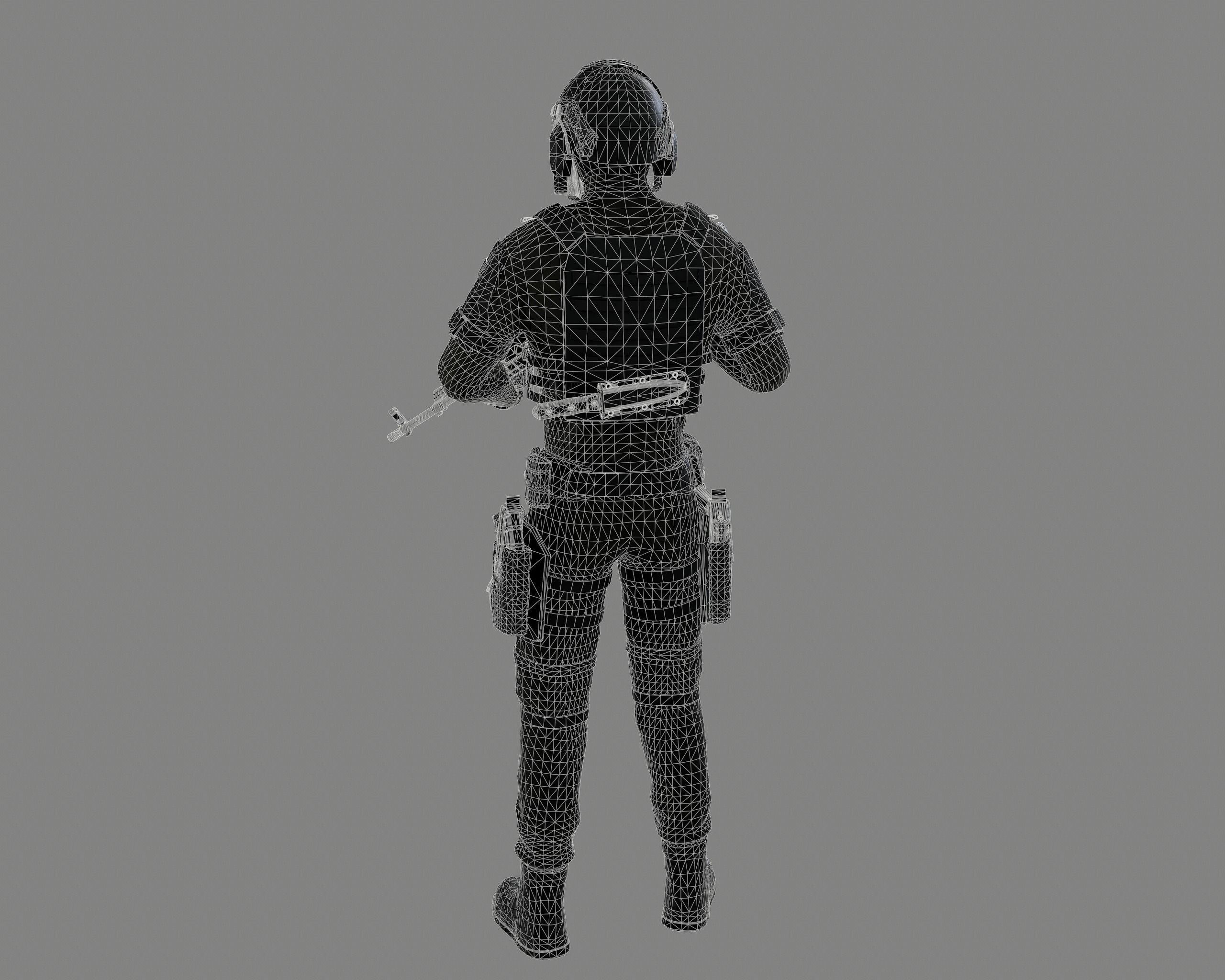 Soldier game ready character Low-poly 3D model_7