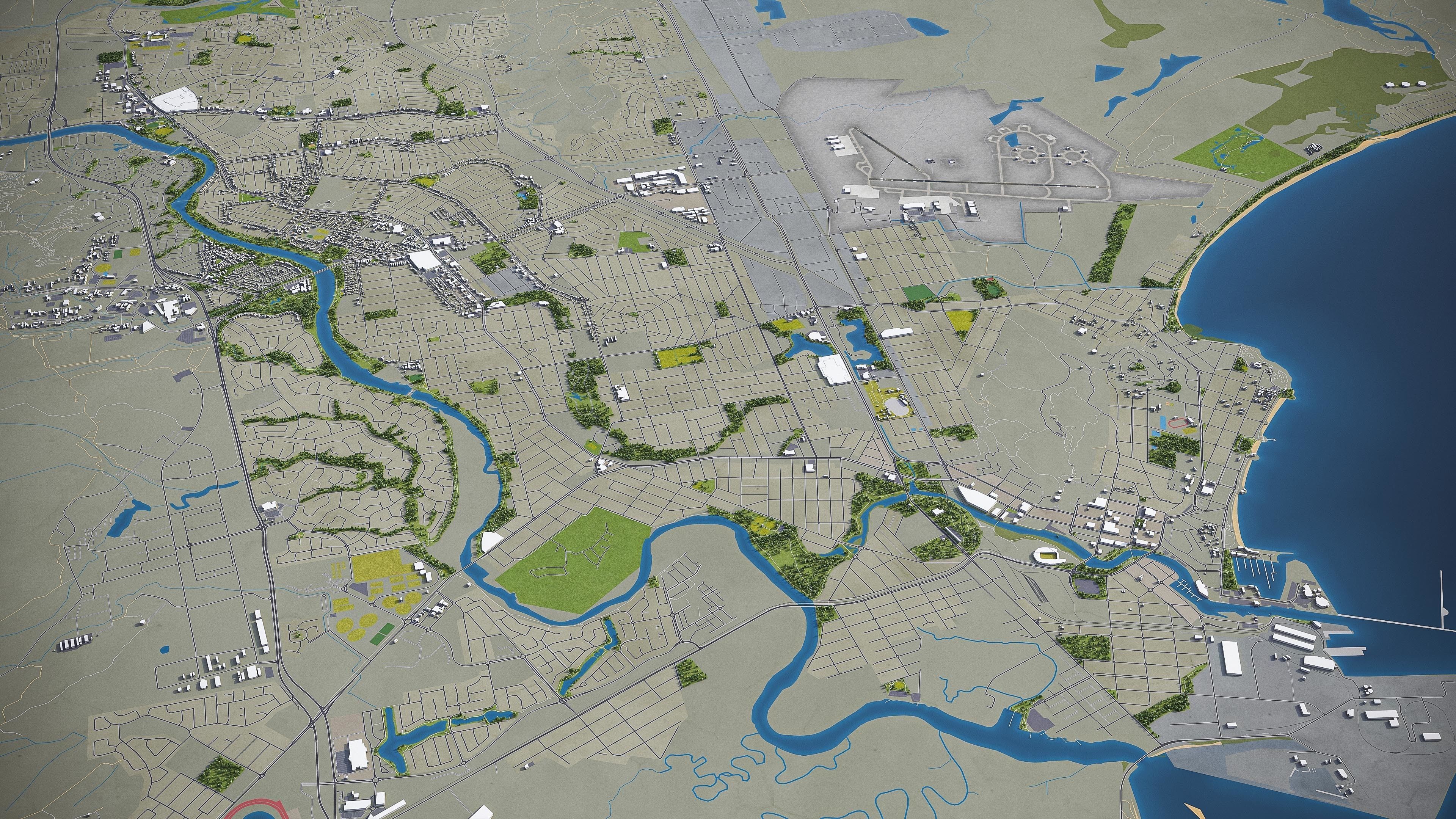 Townsville Low-poly 3D model_6