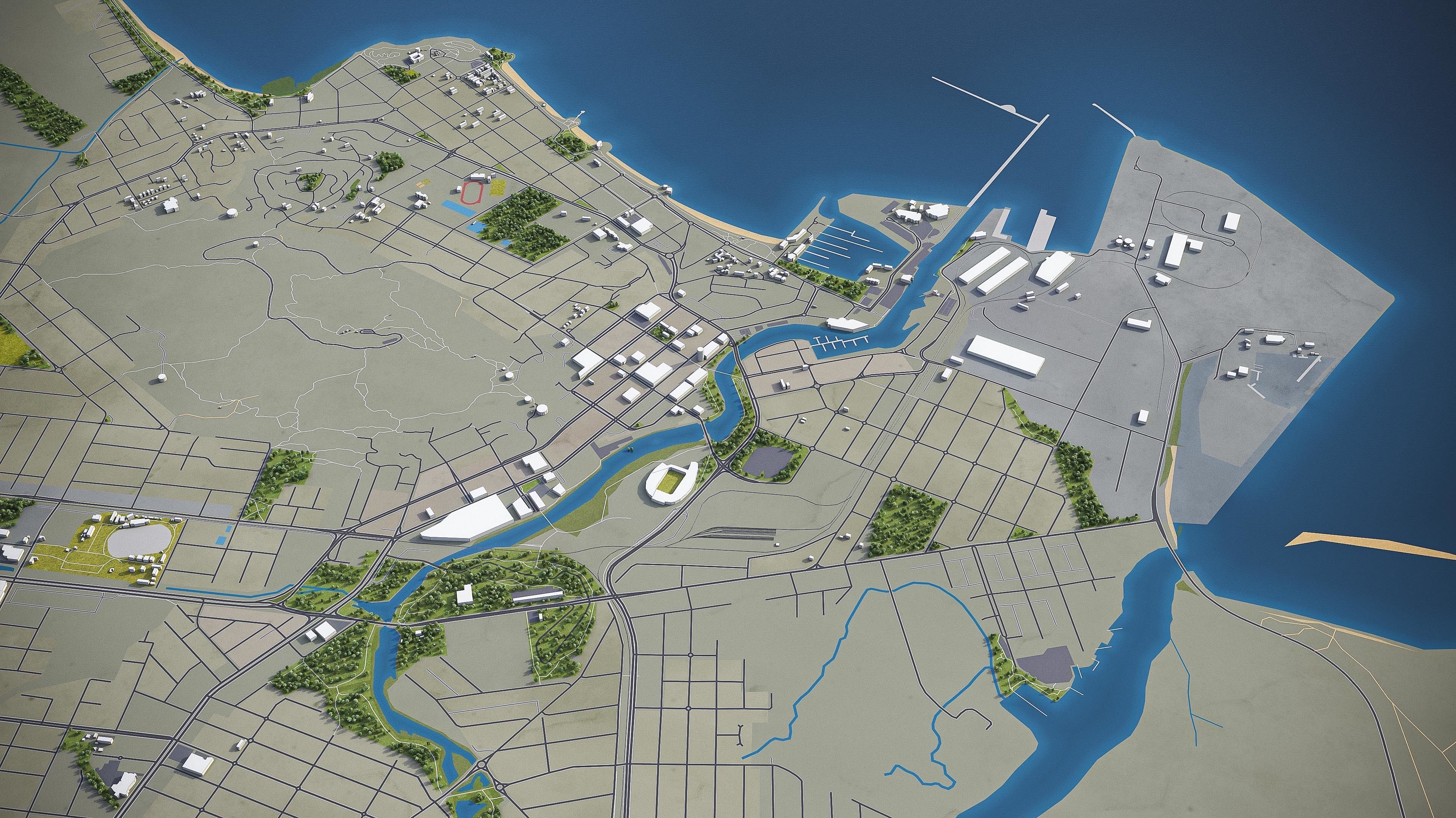 Townsville Low-poly 3D model_2