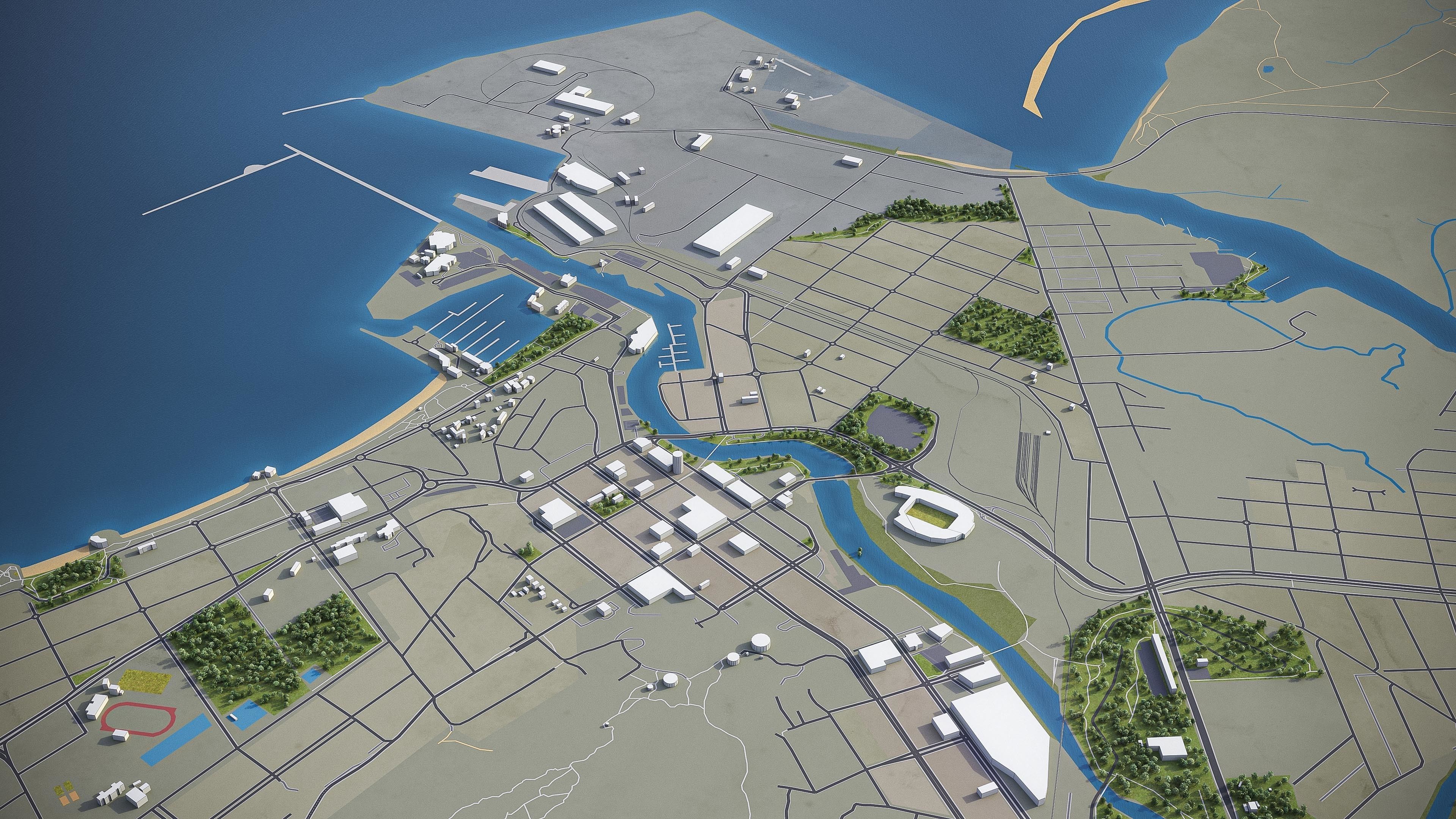 Townsville Low-poly 3D model_4