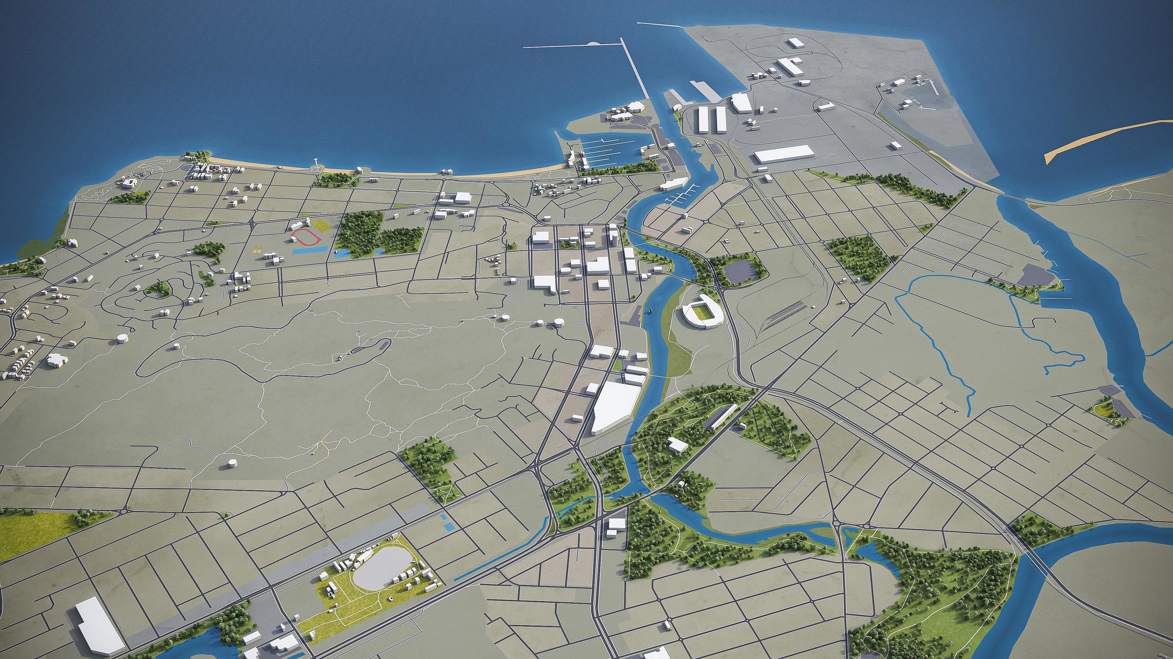 Townsville Low-poly 3D model_3