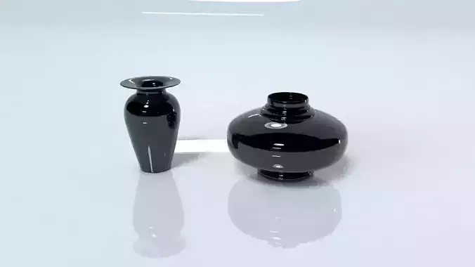Two black decoration vases