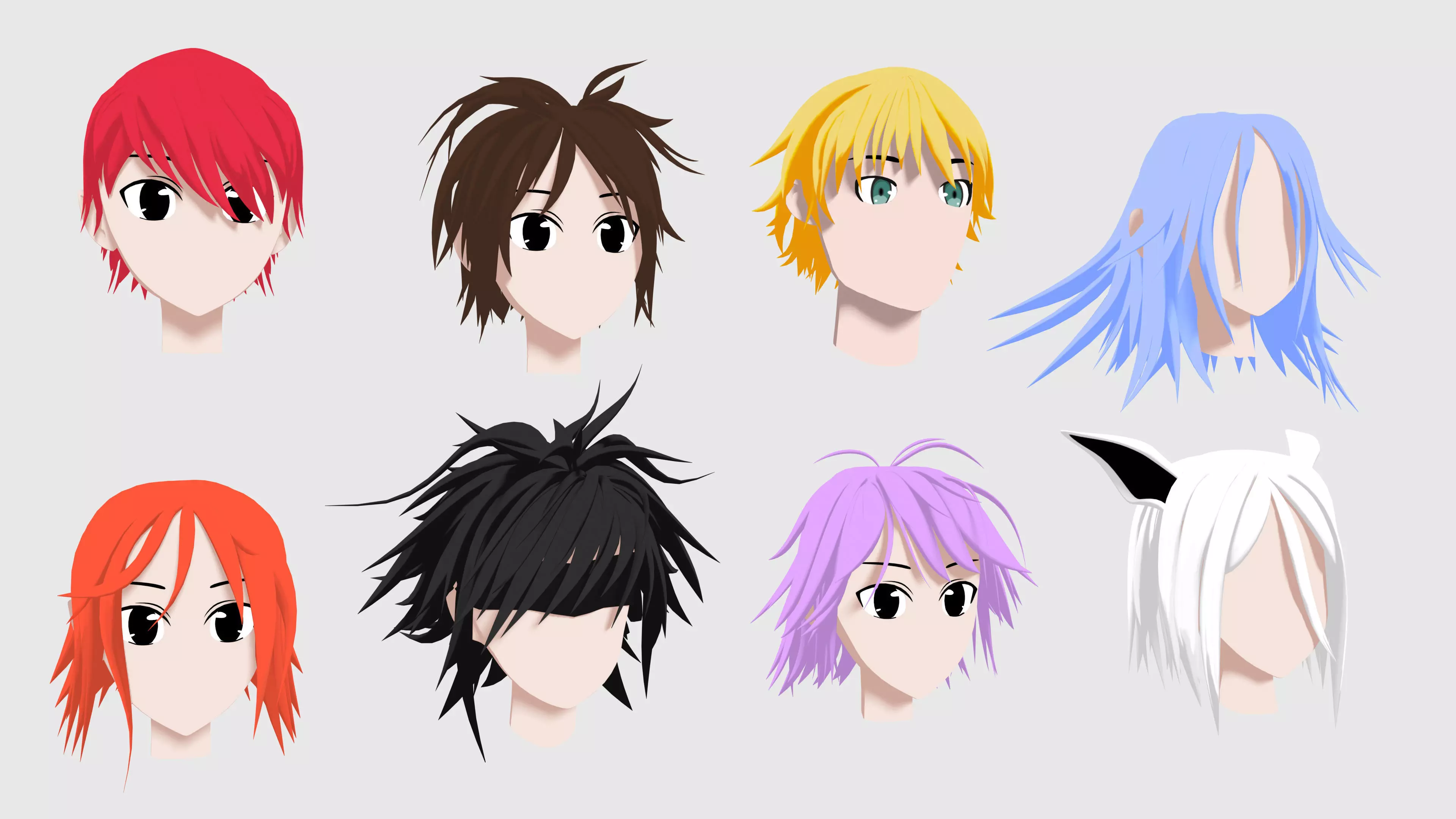 Anime Hair Low-poly 3D model