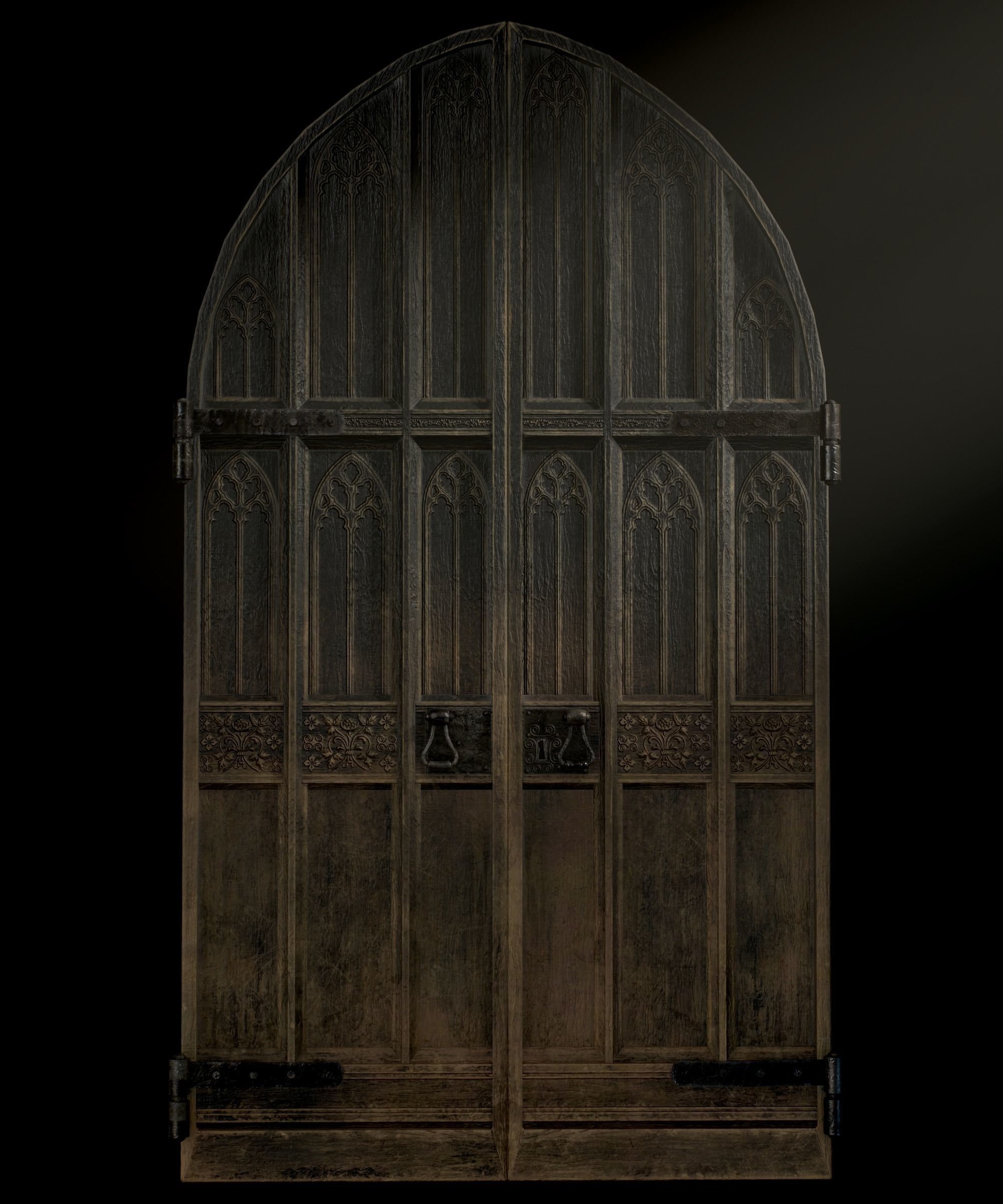 Medieval Wooden Door Low-poly 3D model_22