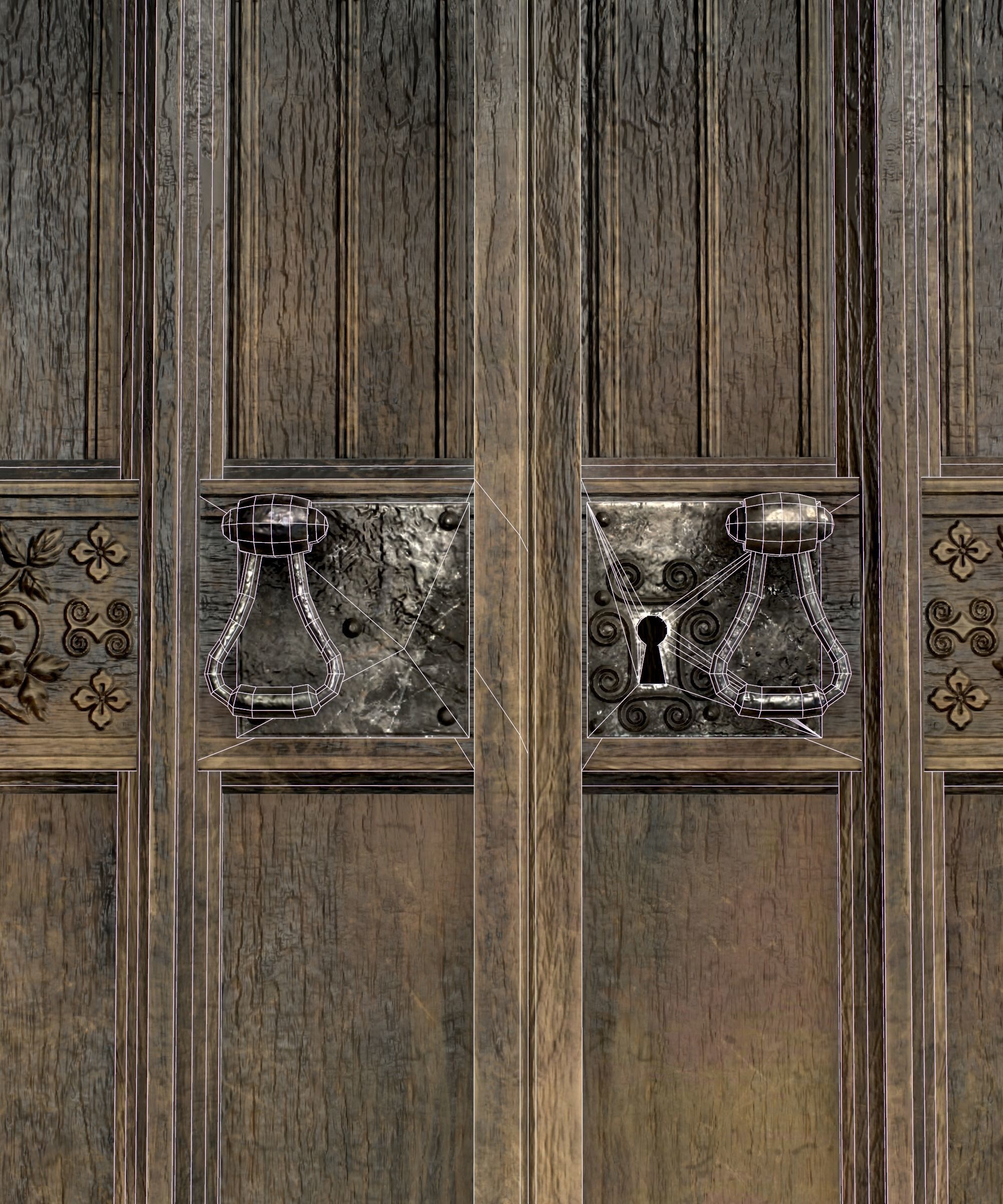 Medieval Wooden Door Low-poly 3D model_6