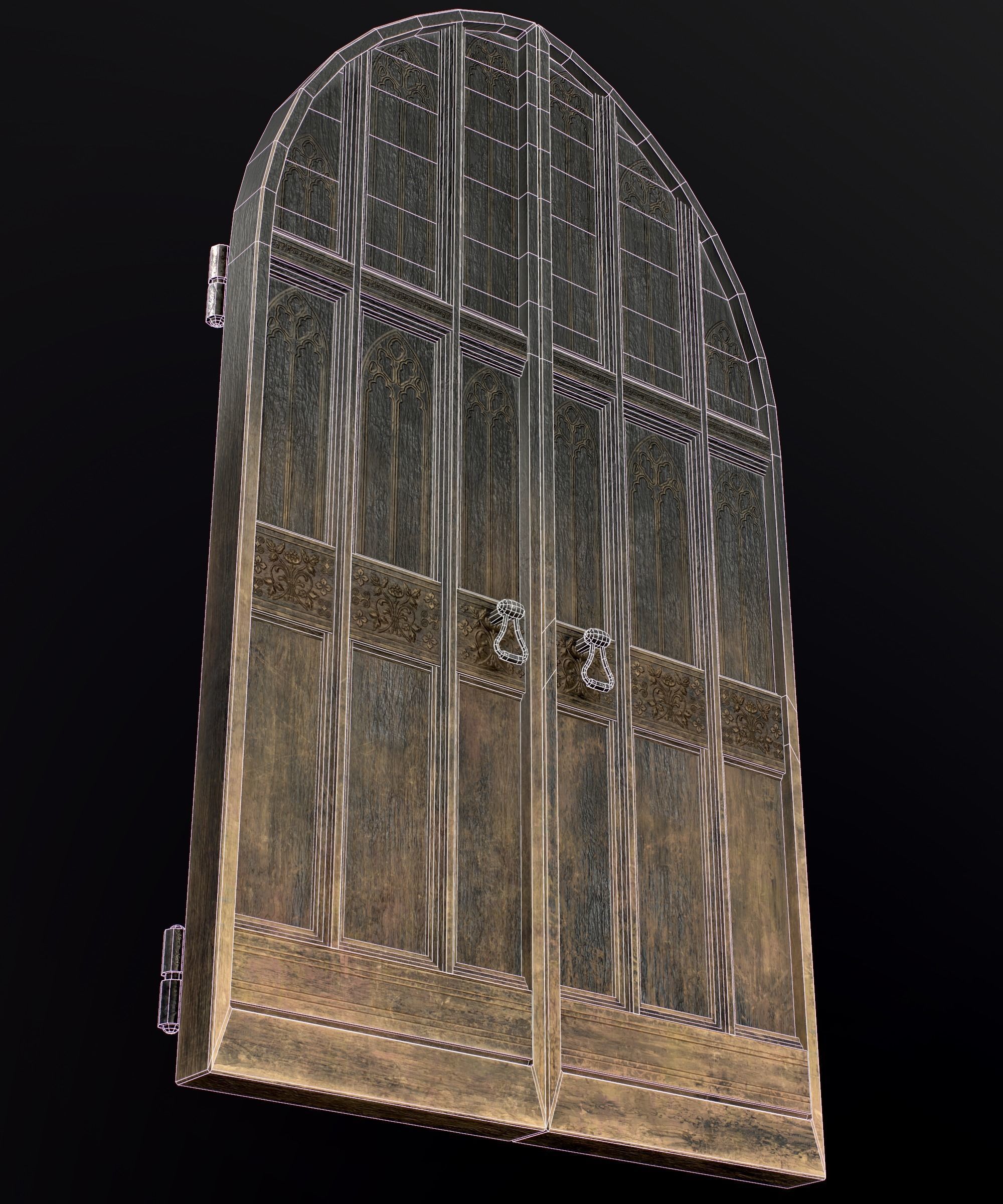 Medieval Wooden Door Low-poly 3D model_17
