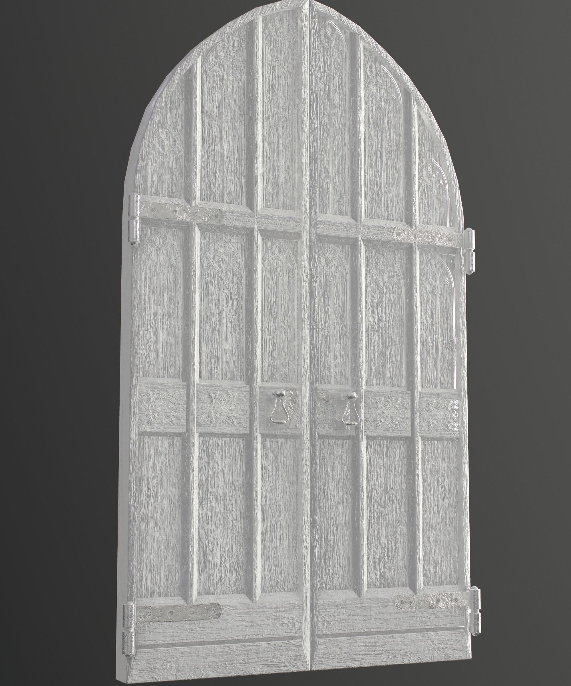 Medieval Wooden Door Low-poly 3D model_24