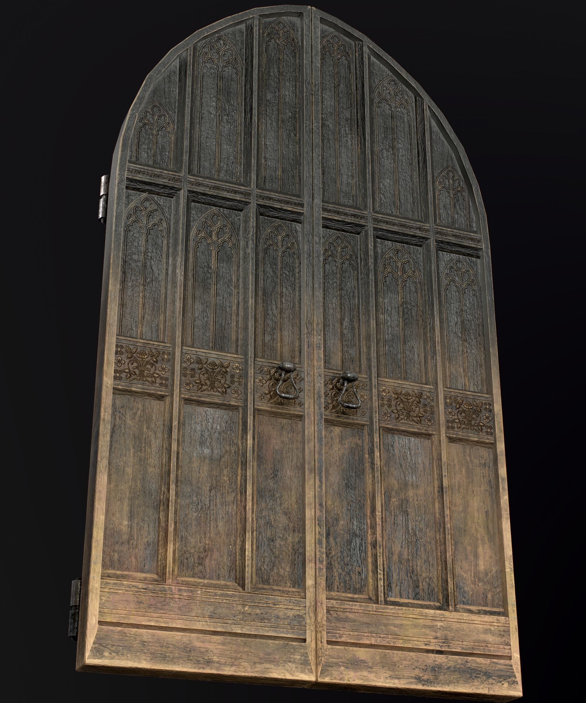 Medieval Wooden Door Low-poly 3D model_15