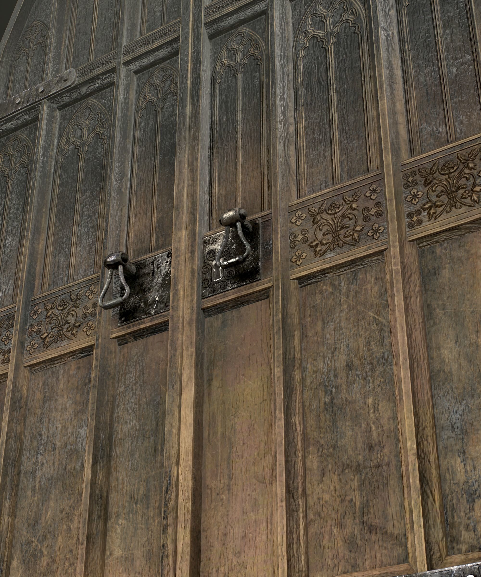 Medieval Wooden Door Low-poly 3D model_3