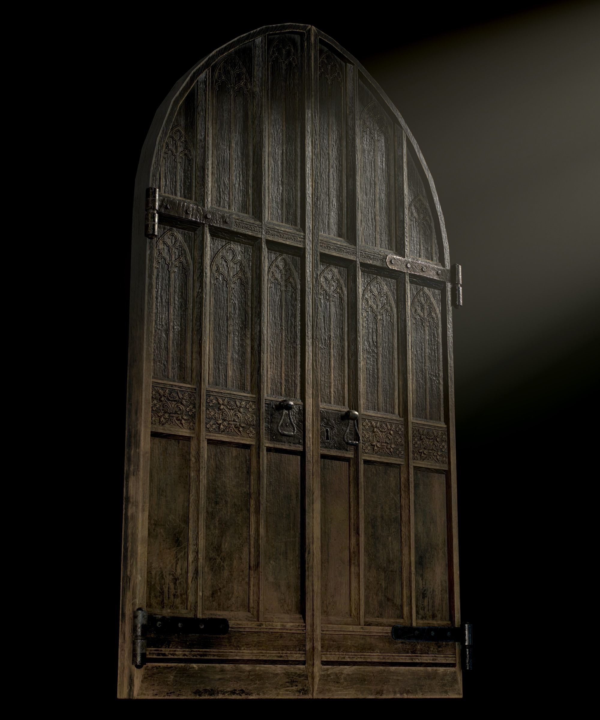 Medieval Wooden Door Low-poly 3D model_10