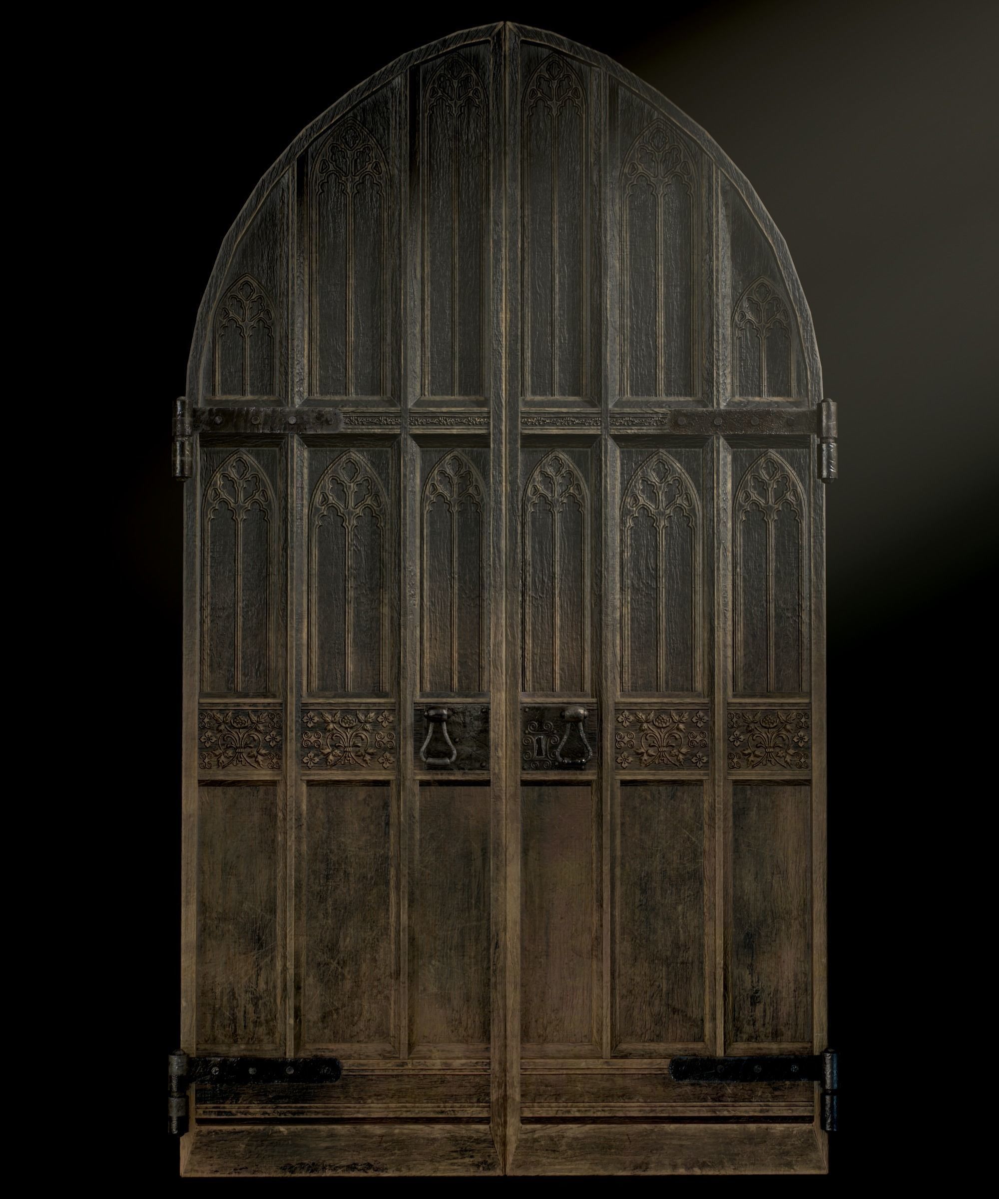 Medieval Wooden Door Low-poly 3D model_8