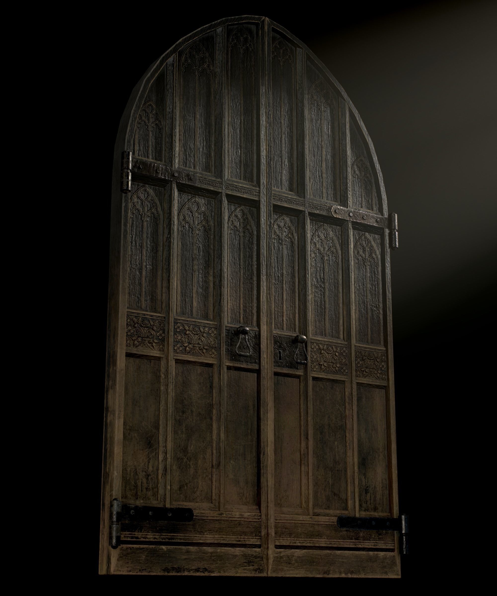 Medieval Wooden Door Low-poly 3D model_21