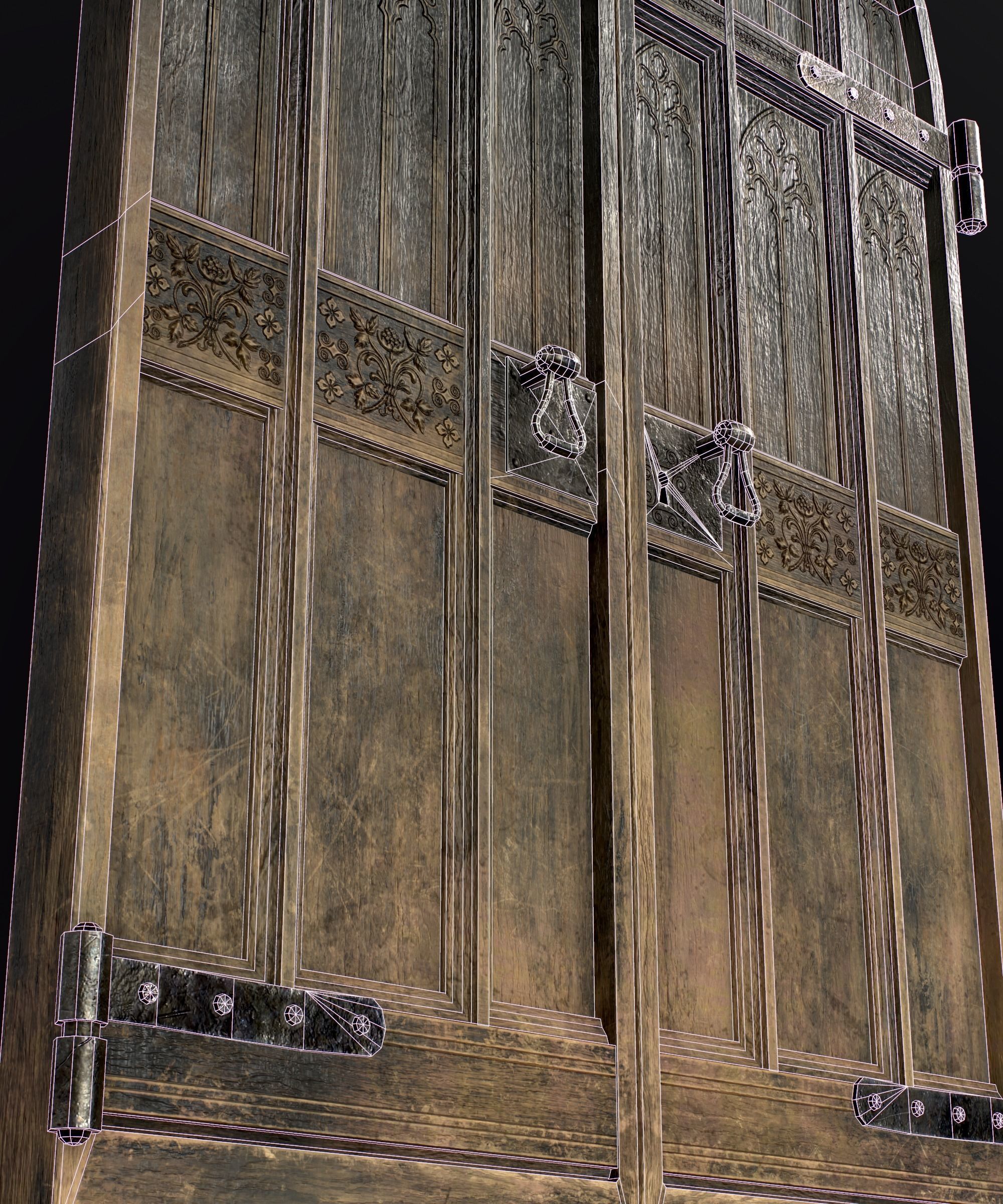 Medieval Wooden Door Low-poly 3D model_19