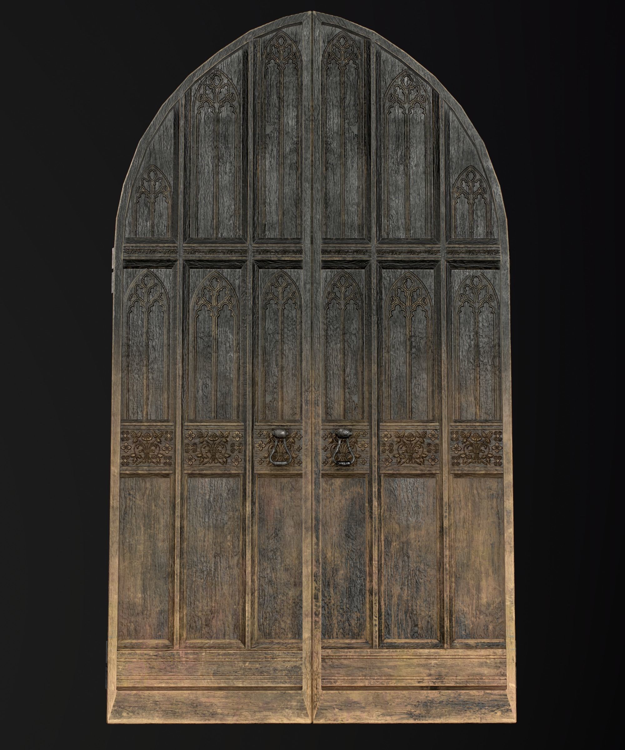 Medieval Wooden Door Low-poly 3D model_13