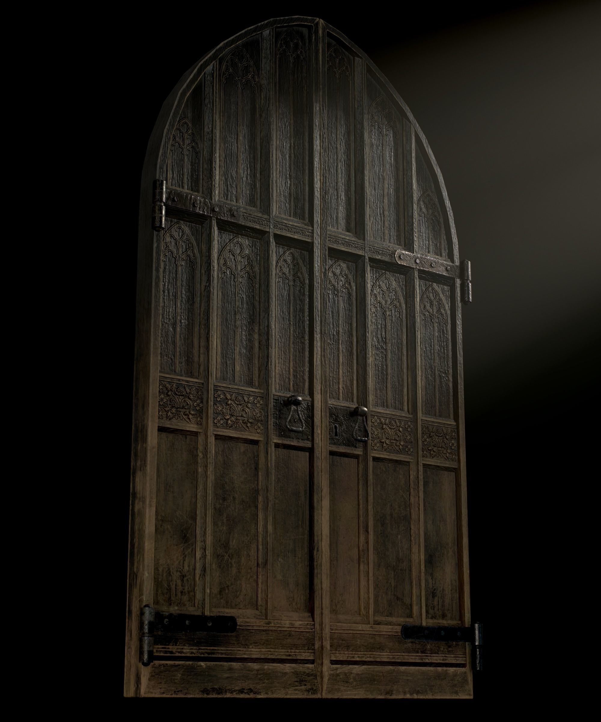 Medieval Wooden Door Low-poly 3D model_20