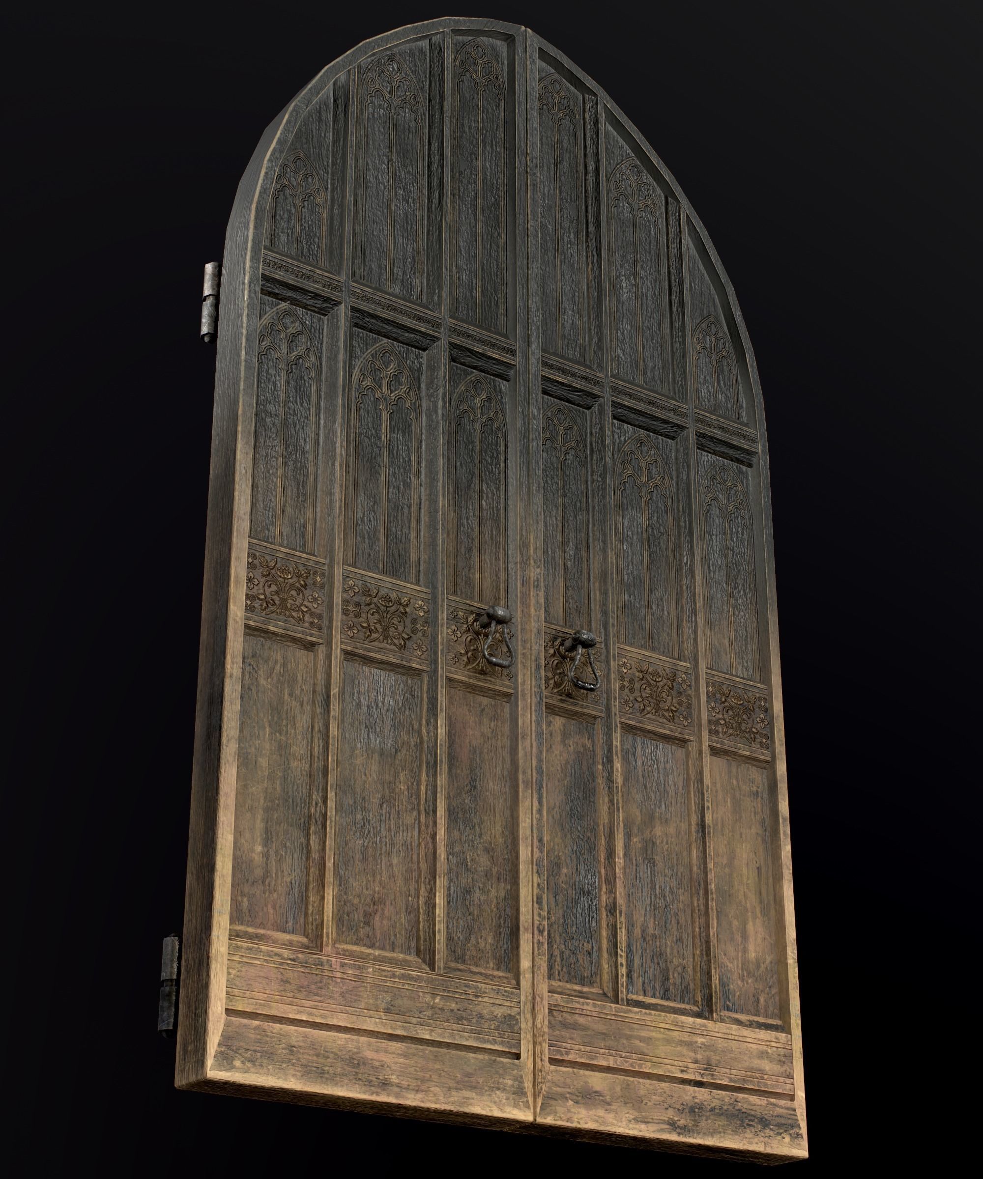 Medieval Wooden Door Low-poly 3D model_9