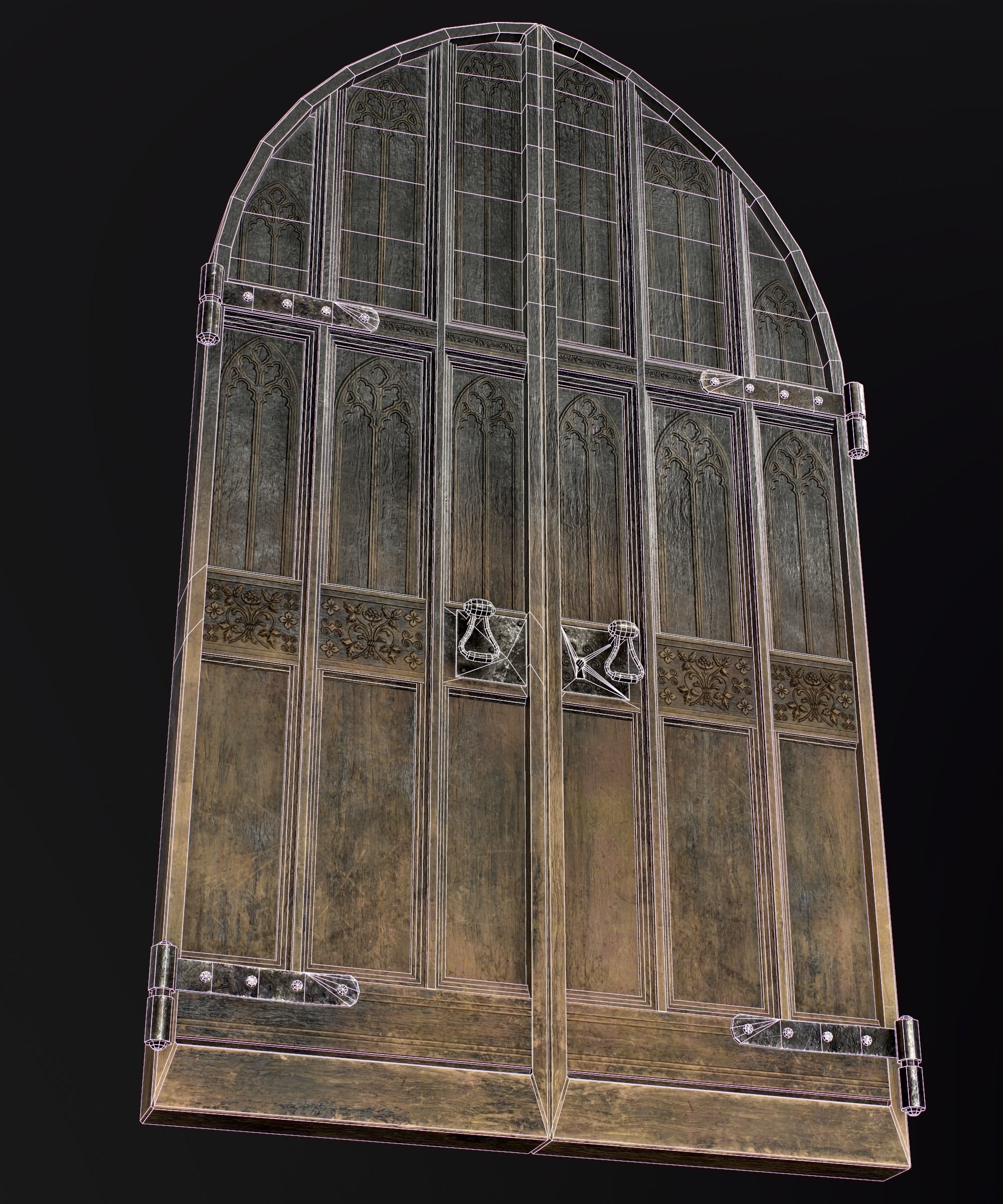 Medieval Wooden Door Low-poly 3D model_18