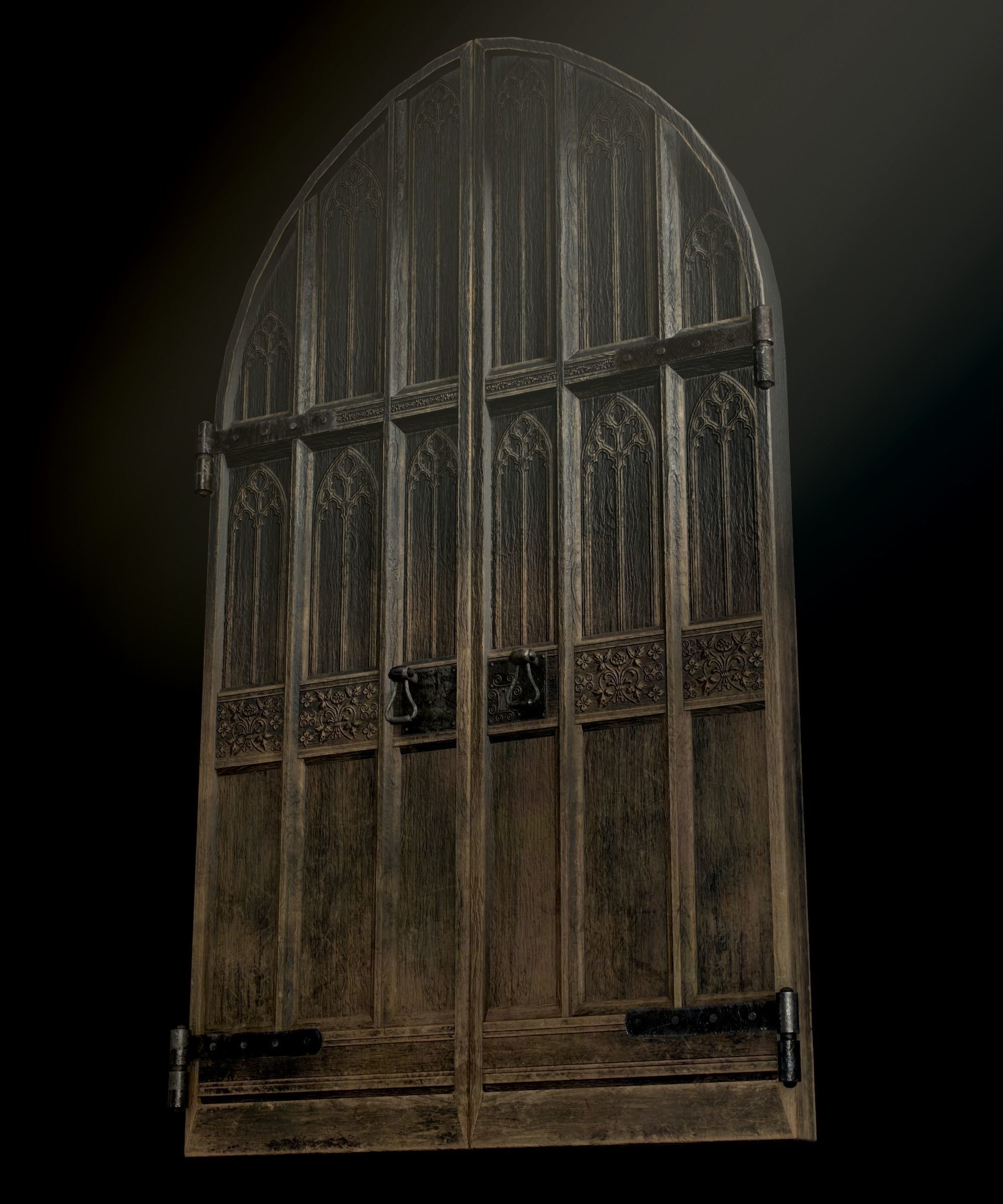 Medieval Wooden Door Low-poly 3D model_11