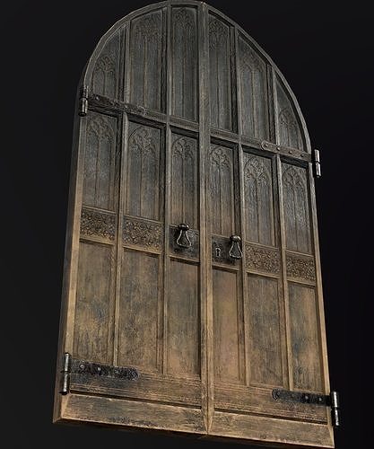 Medieval Wooden Door Low-poly 3D model