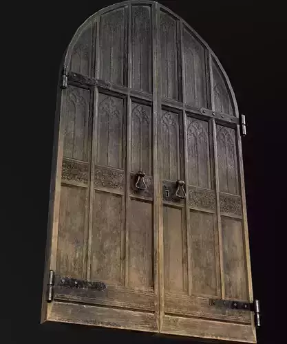 Medieval Wooden Door Low-poly 3D model