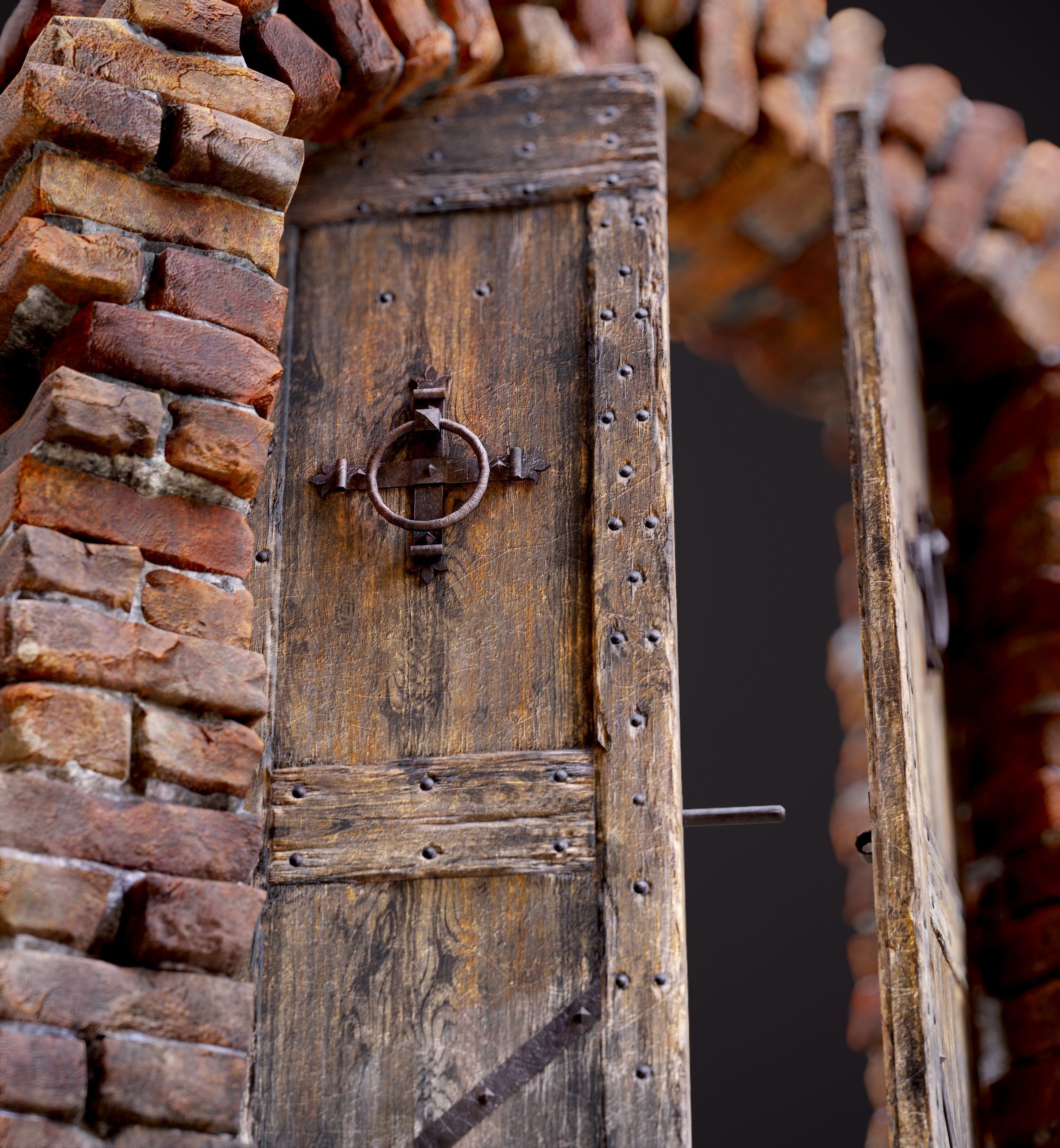 Five Medieval Doors with Arches 3D Model Collection_11