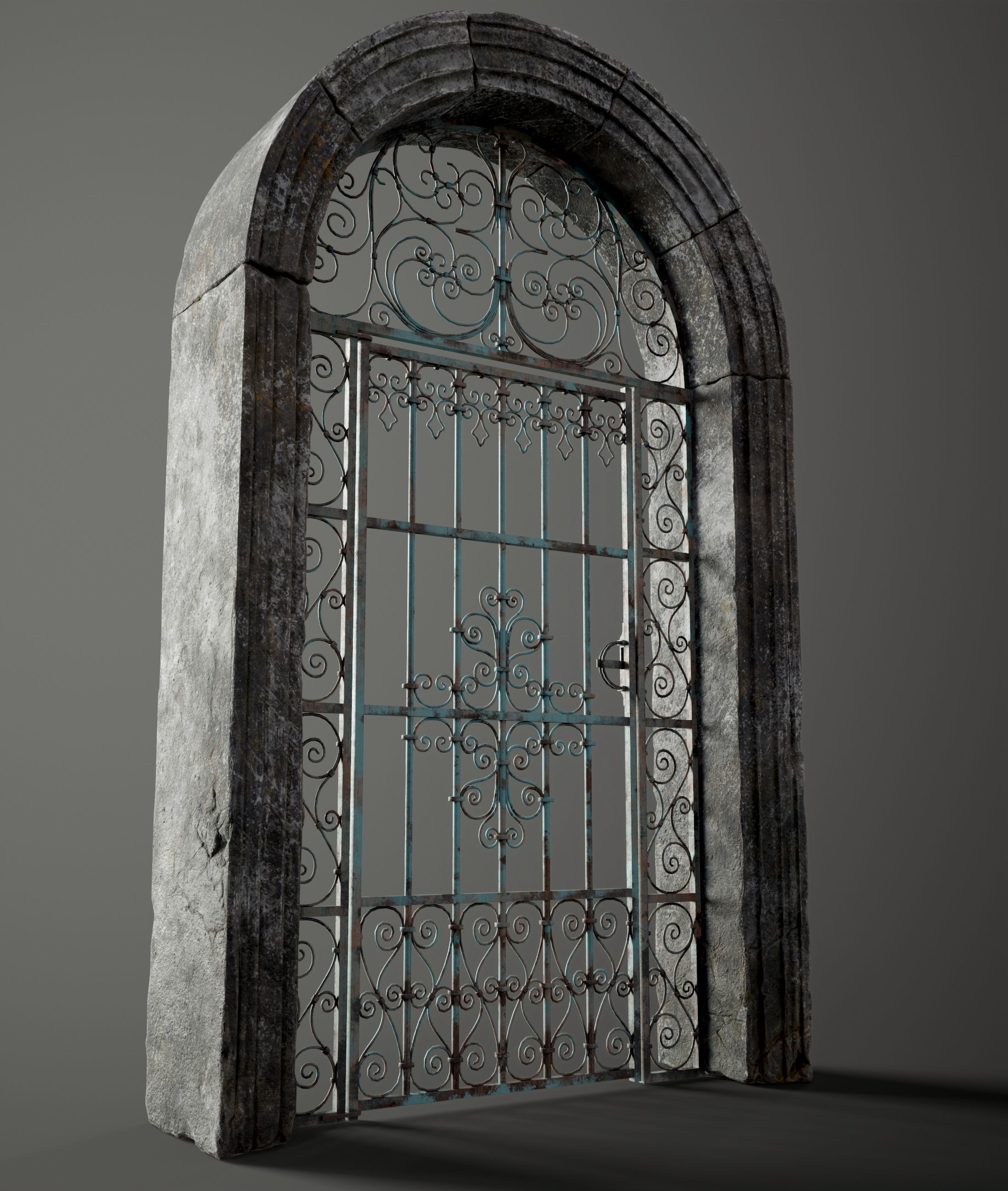 Five Medieval Doors with Arches 3D Model Collection_32