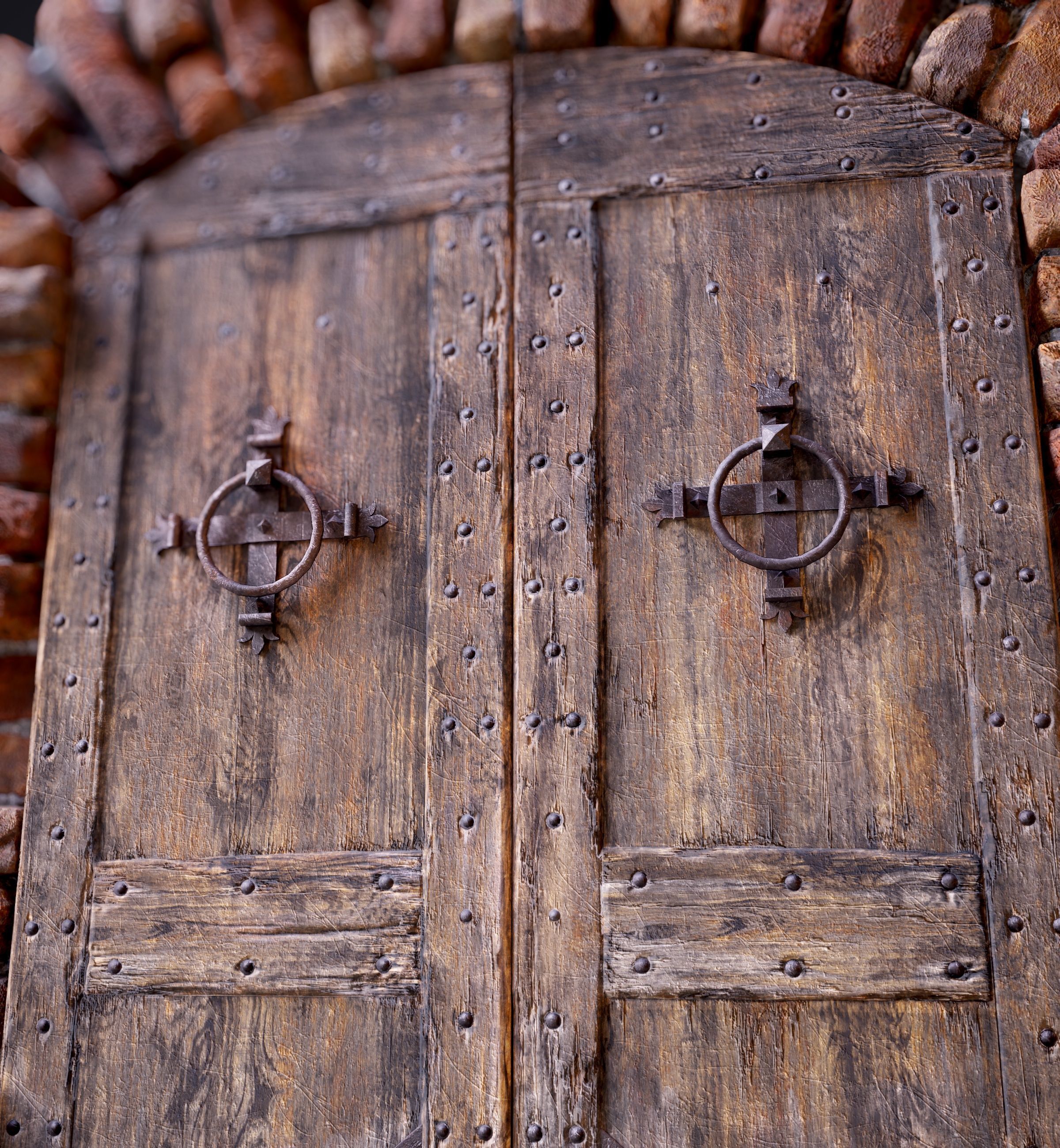 Five Medieval Doors with Arches 3D Model Collection_20